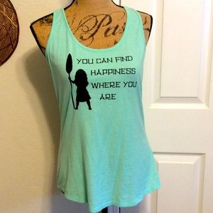 Moana printed aqua light blue tank top Summer find happiness where you are